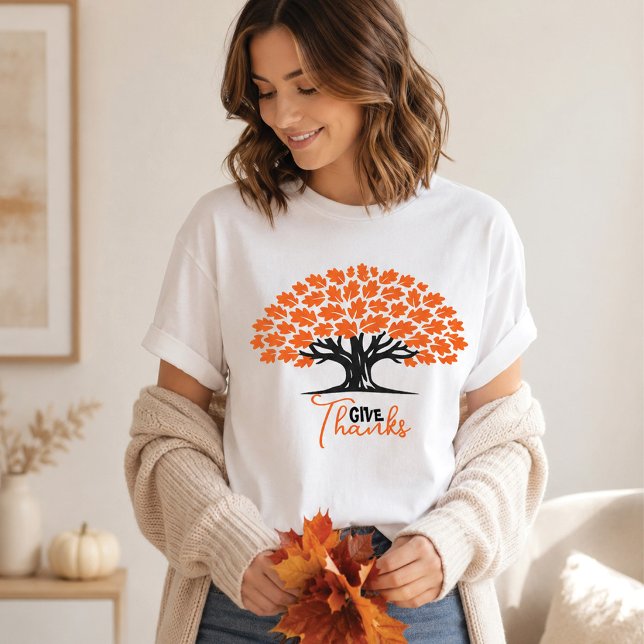 Ge Tack Höst Ek Träd Tacksgiving T Shirt (Skapare uppladdad)