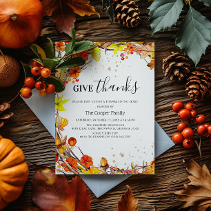 'Ge tack' Höst Höstlig Thanksgiving-middag Inbjudningar