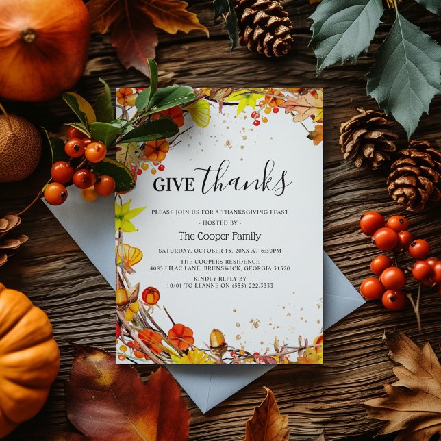 'Ge tack' Höst Höstlig Thanksgiving-middag Inbjudningar (Skapare uppladdad)