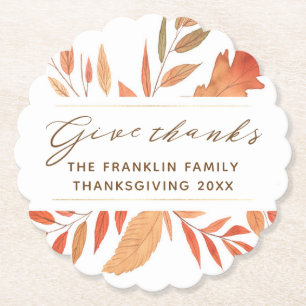 Ge Tack Höst löv Rustic Thanksgiving Underlägg Papper