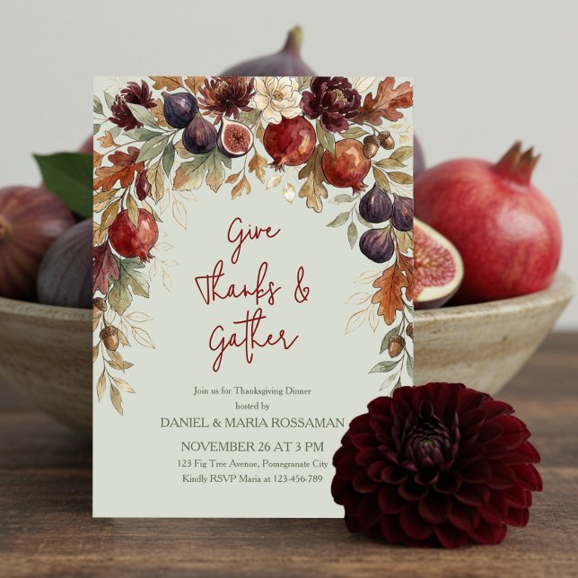 Ge tack Höstbotanisk Thanksgiving-middag Inbjudningar (Thanksgiving Dinner Invitation by Darling & May)