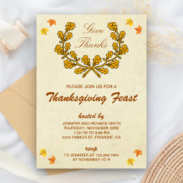 Ge tack | Höstkrans Thanksgiving-fest Inbjudningar