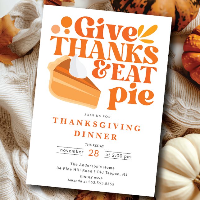 Ge Tack, inbjudan till middag på Paj Thanksgiving, (Skapare uppladdad)