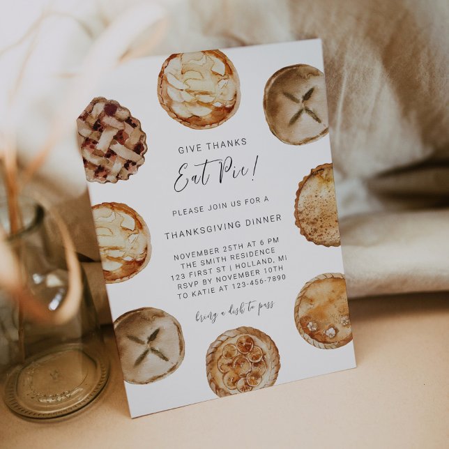 Ge Tack, inbjudan till middag på Paj Thanksgiving, (Skapare uppladdad)