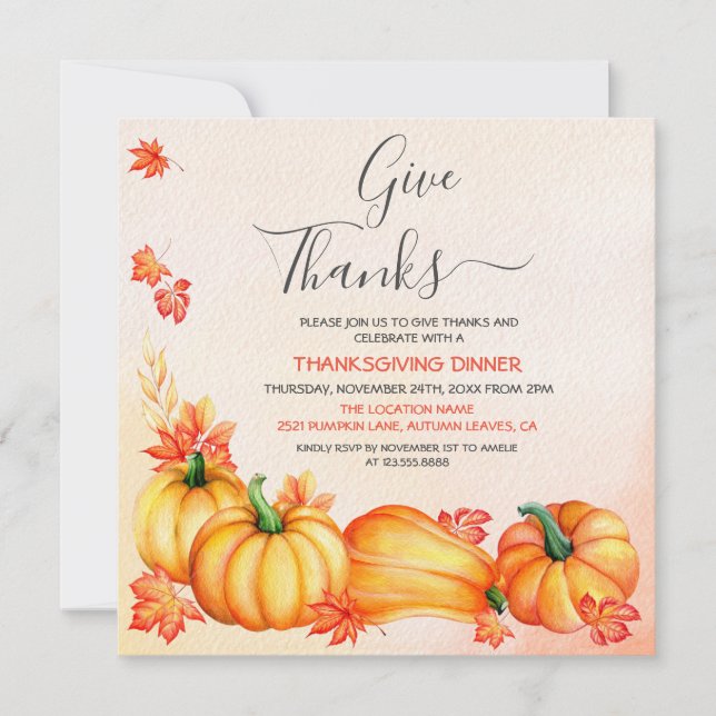 Ge tack| Inbjudan till Thanksgiving på middag (Framsida)