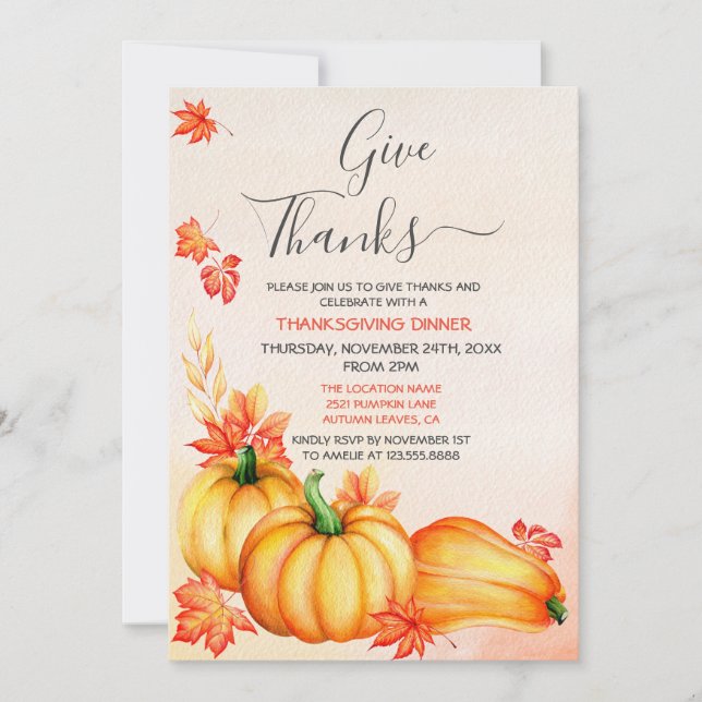 Ge tack | Inbjudan till Thanksgiving på middagen (Framsida)