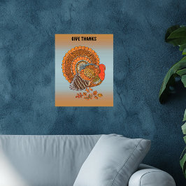 Ge Tack Kalkon Höstfärger Solfjäderformad stjärt B Poster