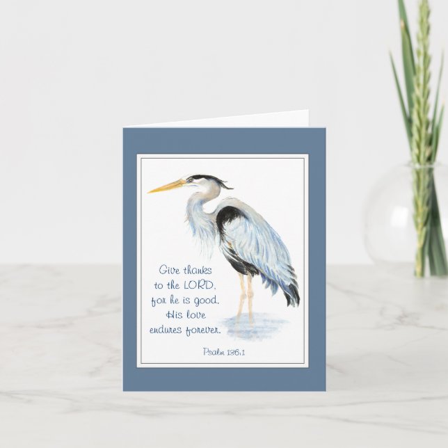 Ge tack Lord Bible inspirational Quote Heron Kort (Framsida)