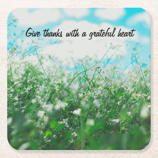 Ge tack med en tacksam hjärtakustfartyguppsättning underlägg papper kvadrat (Framsidan)