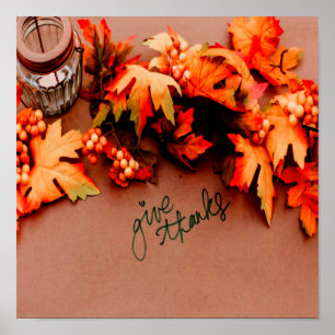 Ge tack med Höst löv Thanksgiving Poster