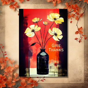 Ge tack Modern blomma och Vas Thanksgiving Helgkort
