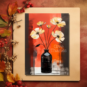 Ge tack Modern blomma och Vas Thanksgiving Helgkort
