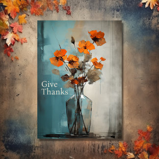 Ge tack | Modern blomma och Vas Thanksgiving Helgkort