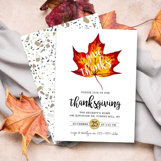 "Ge-tack" Modern Löv-Thanksgivingen hösten Inbjudningar (Skapare uppladdad)