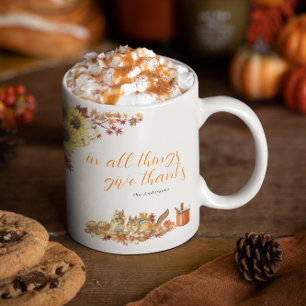 Ge tack Monogram för vattenfärgad Thanksgiving Kaffemugg