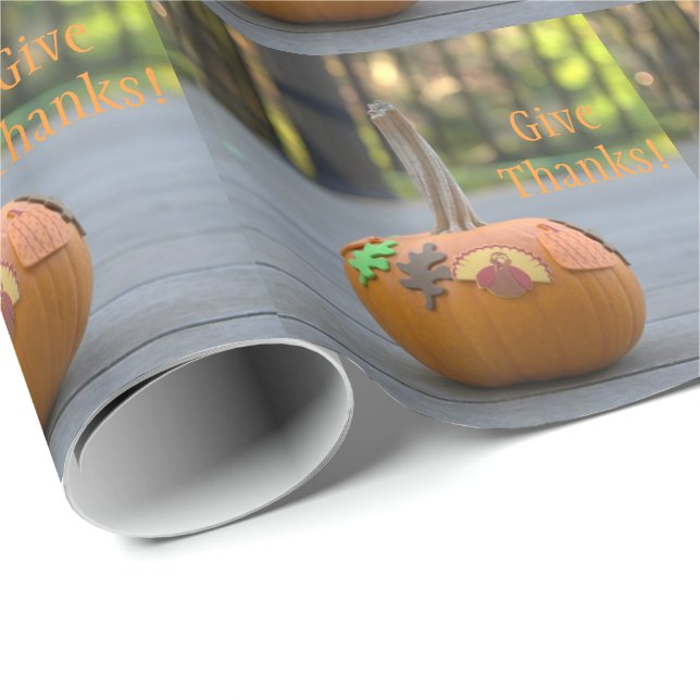 Ge tack Orange Pumpa Snygg  Presentpapper (Rullad Hörn)