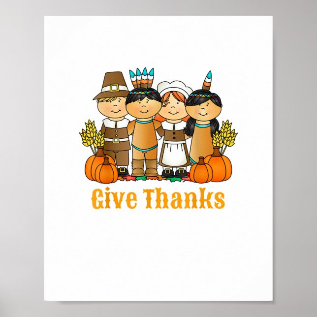 Ge Tack Pilgrim indisk Pumpkin-Thanksgiving Poster (Framsidan)
