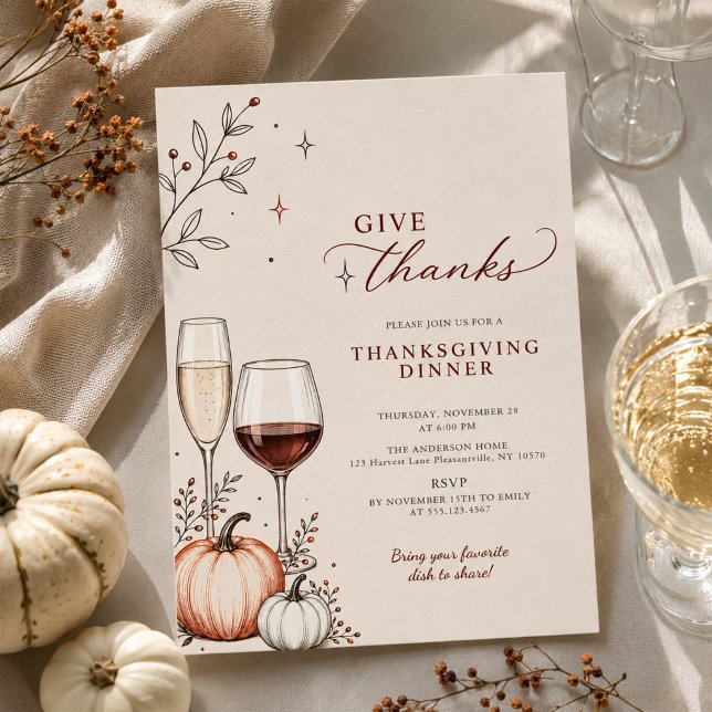 Ge tack Retro Modern Thanksgiving Middag Inbjudningar (Skapare uppladdad)