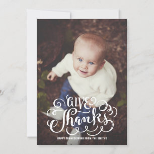 Ge Tack, Rustic Letttering Thanksgiving Photo Julkort