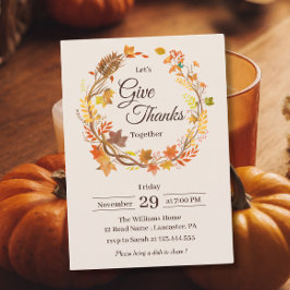 Ge Tack Rustika Höstlöv Thanksgiving Inbjudningar