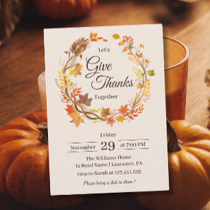 Ge Tack Rustika Höstlöv Thanksgiving Inbjudningar