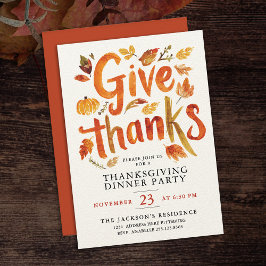Ge Tack Thanksgiving - höstmiddag - vattenfärg Inbjudningar