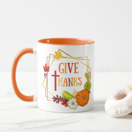 Ge Tack, Thanksgiving, höstpumpa för offertfall Mugg