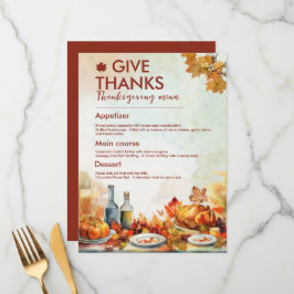 ge tack thanksgiving-menyn lämnar hösten meny