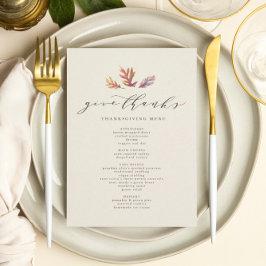 Ge tack Thanksgiving-menyn Meny