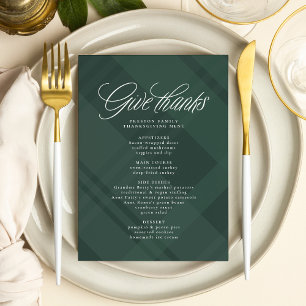 Ge tack Thanksgiving middag grönt betald Meny
