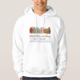 Ge Tack Thanksgiving Träd och Lone Hjort Hoodie