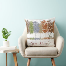 Ge Tack Thanksgiving Träd och Lone Hjort Kudde