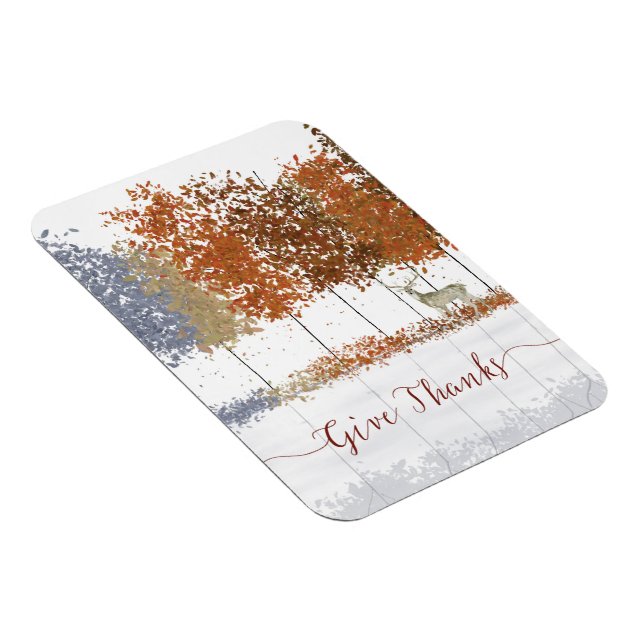 Ge Tack Thanksgiving Träd och Lone Hjort Magnet (Högersidan)