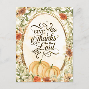 Ge Tack till Herren Autumn Flowers & Pumpkins Vykort