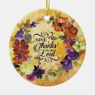 Ge Tack till Herren, Thanksgivingen Julgransprydnad Keramik
