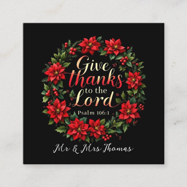 Ge Tack till Lord Embrace Gratitude & Faith Fyrkantigt Visitkort (Framsida)