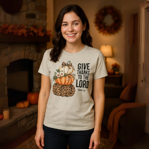 Ge tack till Lord Psalm 136:1-pumpkin Stack T Shirt