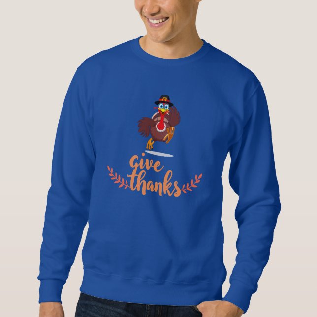Ge Tack Turkiet Graphic Thanksgiving Sweatshirt (Framsida)