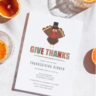 Ge Tack Turkiet Thanksgiving Inbjudan till middag 