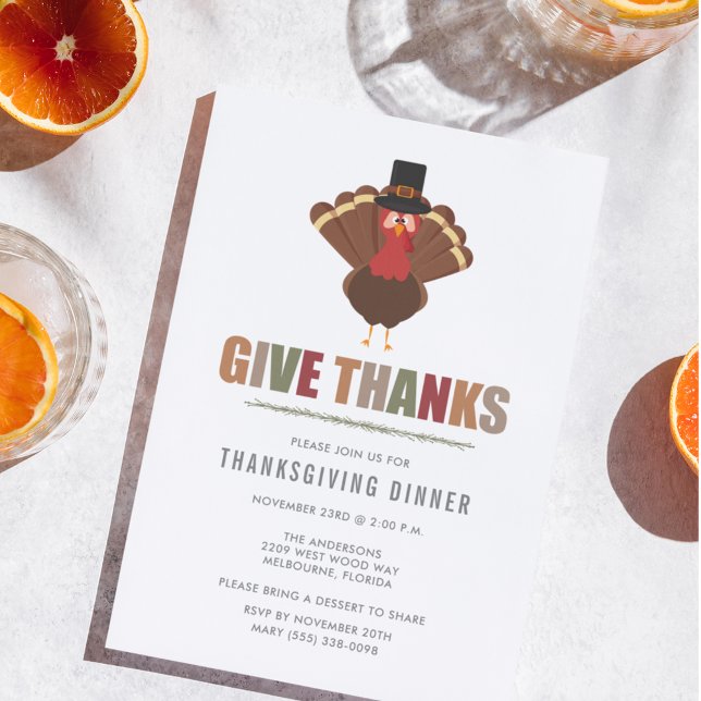 Ge Tack Turkiet Thanksgiving Inbjudan till middag  (Skapare uppladdad)
