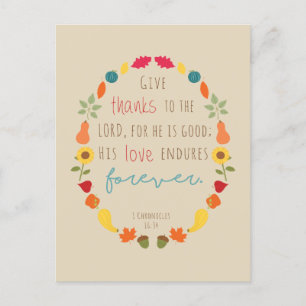 Ge tack vare Herren, Fall Bible Verse Postcard Vykort