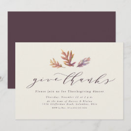 Ge tack vare Thanksgivingen löv elegant Inbjudningar