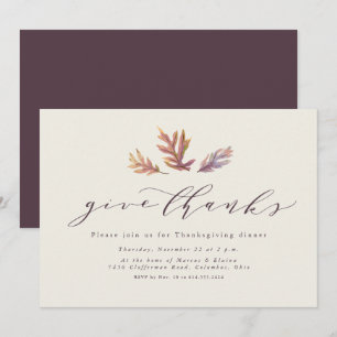 Ge tack vare Thanksgivingen löv elegant Inbjudningar