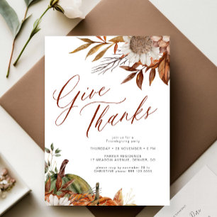 Ge tack vare Thanksgivingen med vattenfärg Inbjudningar