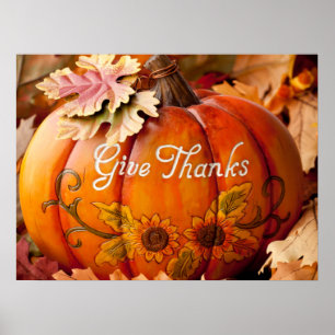 Ge, tack vare vackra Thanksgiving Pumpkin Poster