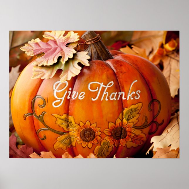 Ge, tack vare vackra Thanksgiving Pumpkin Poster (Framsidan)