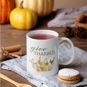 Ge - tack, vattenfärgspumpkin kaffemugg