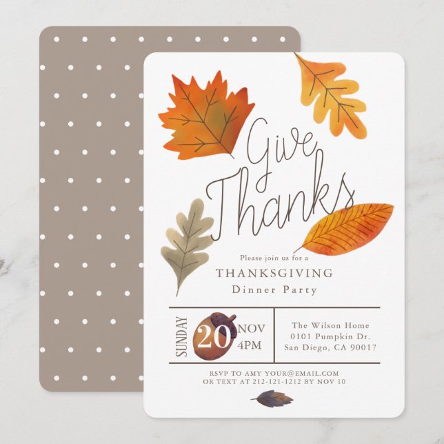 Ge Tack, veckodag för höstblomman Thanksgiving Inbjudningar (Fram/baksida)