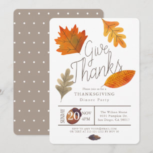 Ge Tack, veckodag för Thanksgiving på hösten Inbjudningar