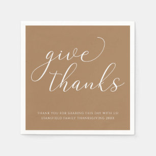Ge-tack, vit Thanksgiving-middag för Calligrafi Pappersservett